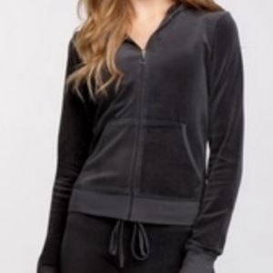 Velour Gray Zip Hoodie Sweater